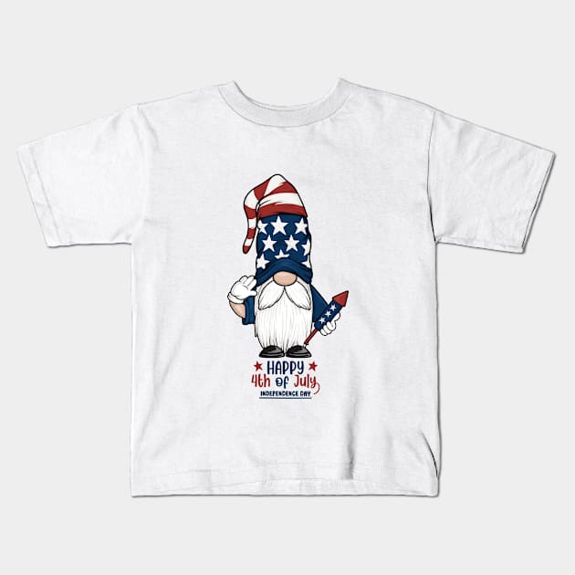 Patriotic Gnome Kids T-Shirt by TheRoverhate